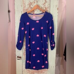 Women’s Lilly Pulitzer NWT blue and pink elephant print dress XXS 3/4 sleeves
